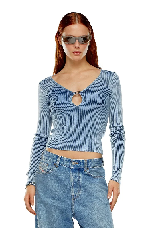 M-Teri Cut-out top in indigo cotton knit Blue