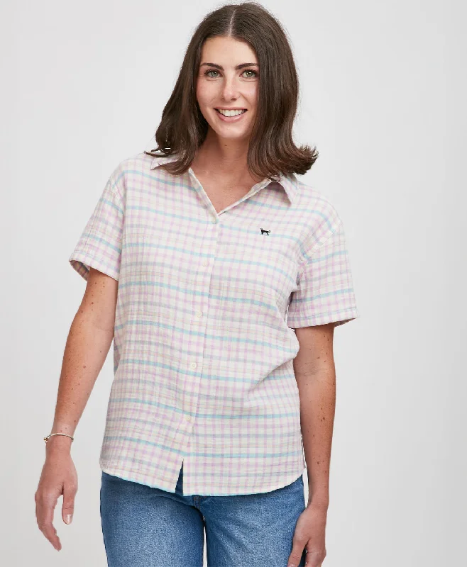 Ladies Sunset Plaid Shortsleeve Shirt