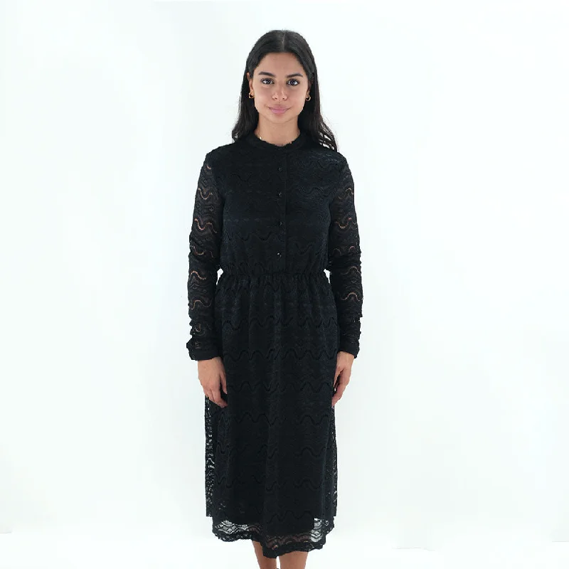 Women's All Over Lace Dress,Black