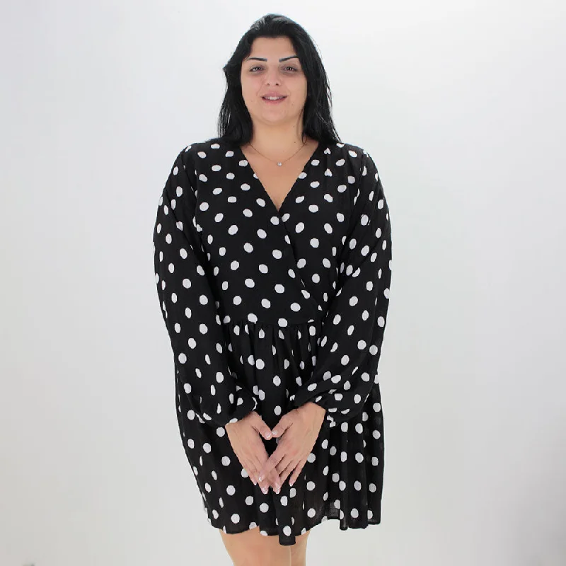 Women's Polka Dot Dress,Black