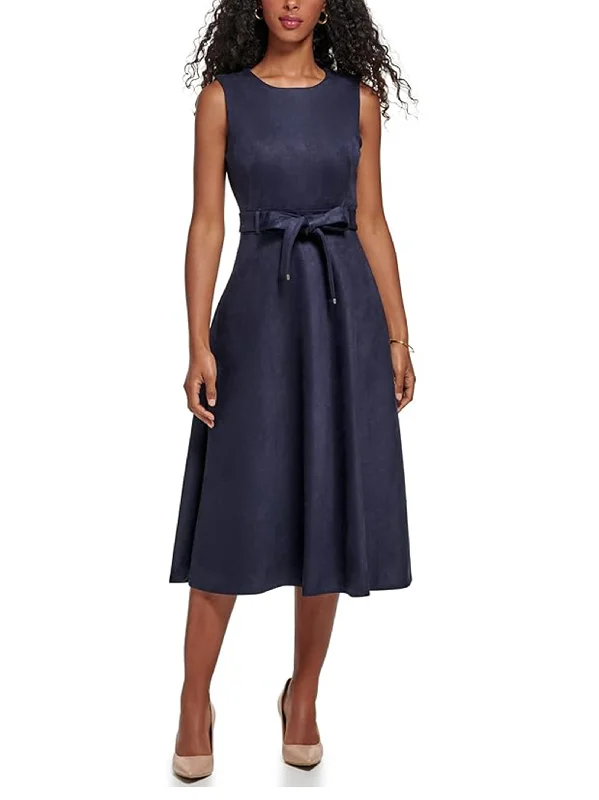 Women's Plain MIDI Dress,Navy