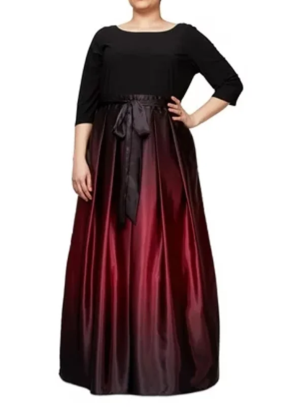 Women's Ombre Evening Dress,Black/Red