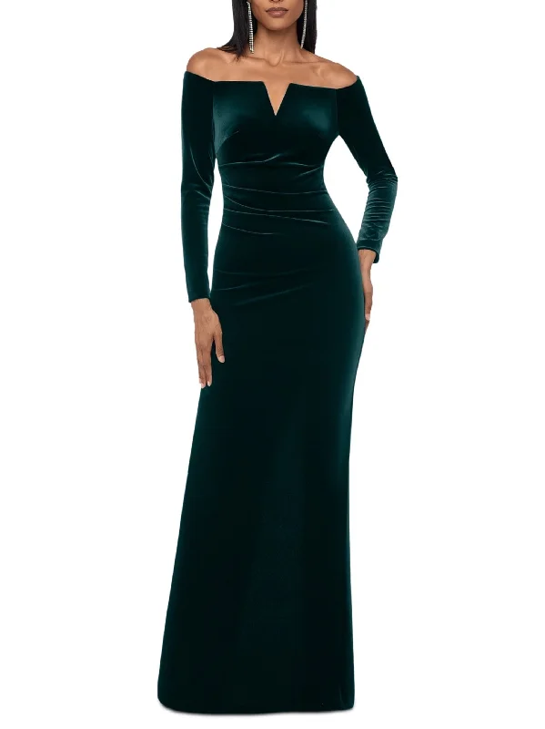 Women's Plain Velvet MAXI Dress,Dark Green