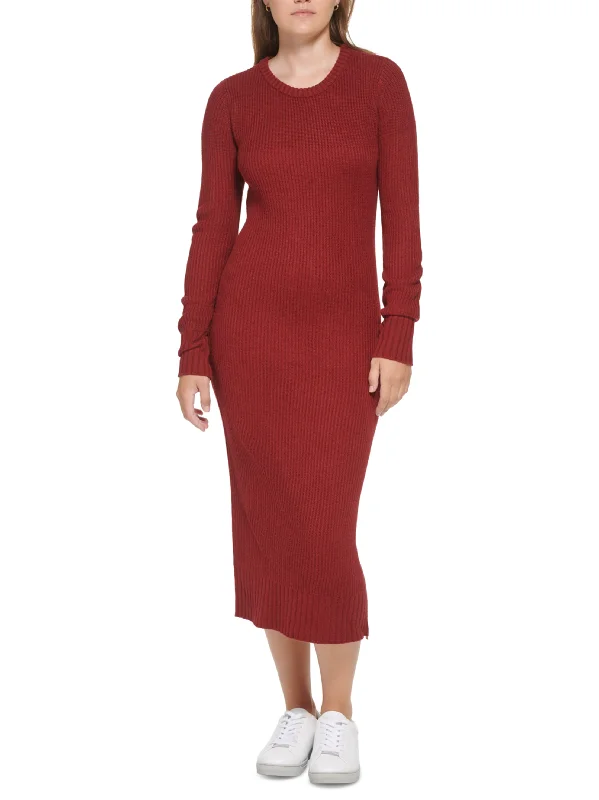 Women's Plain Sweater Dress,Burgundy