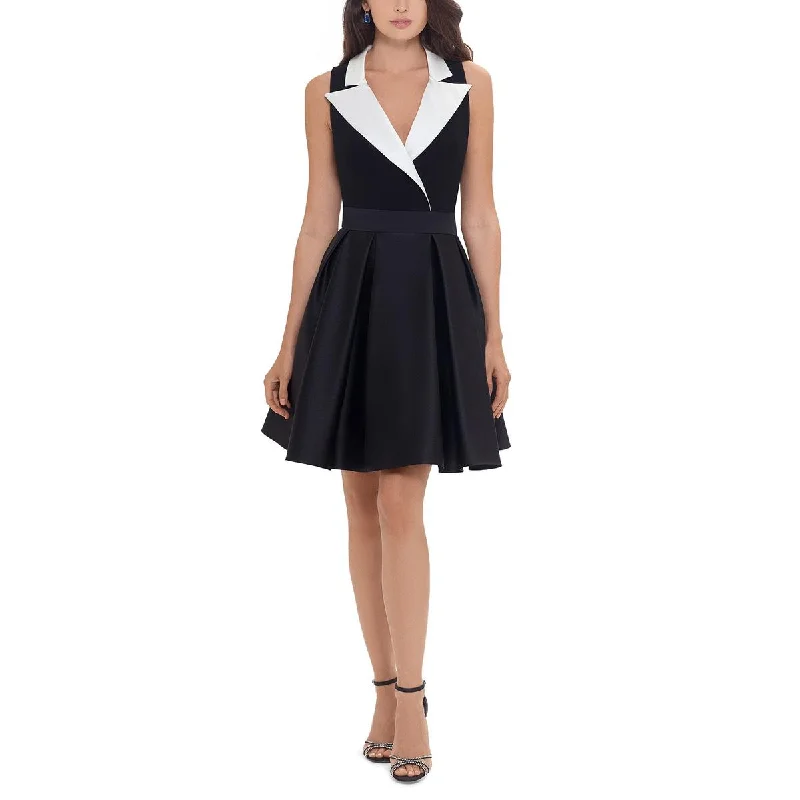 Betsy & Adam Womens Tuxedo Knee Cocktail and Party Dress