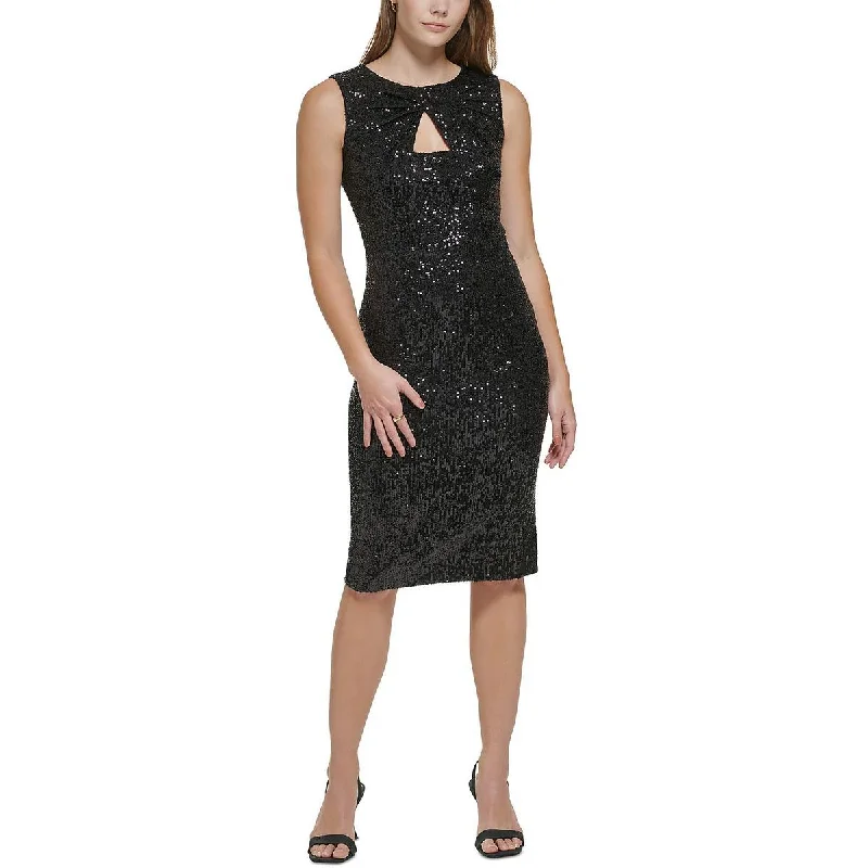 Calvin Klein Womens Petites Sequined Short Cocktail and Party Dress