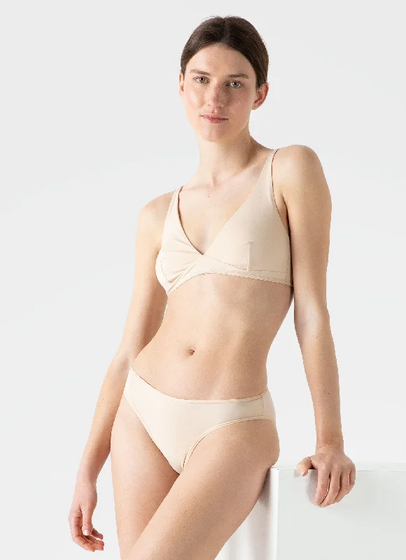 Women's Cotton Stretch Bralette in Beige