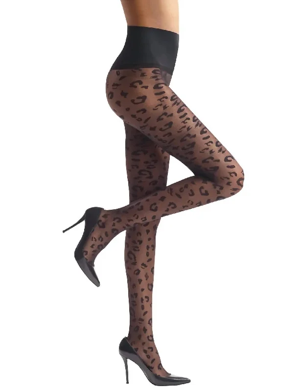 Leopard Sheer Tight In Black