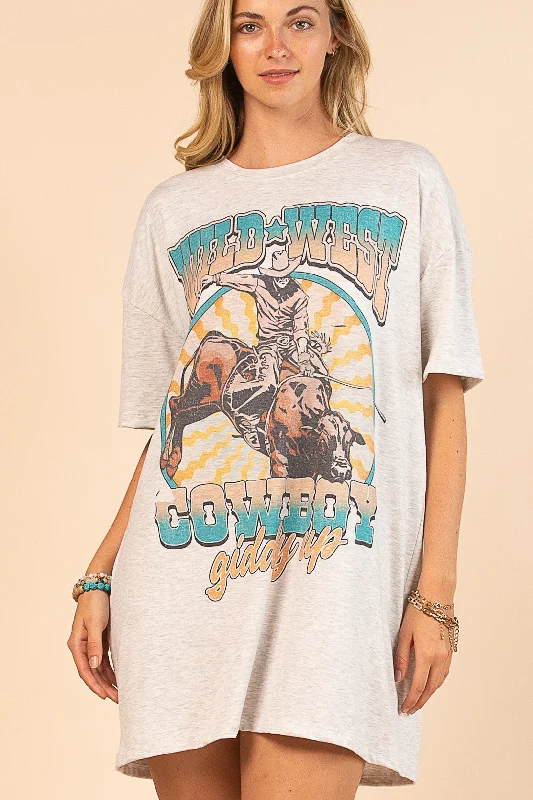 Wild West Cowboys Graphic T-shirt Dress*