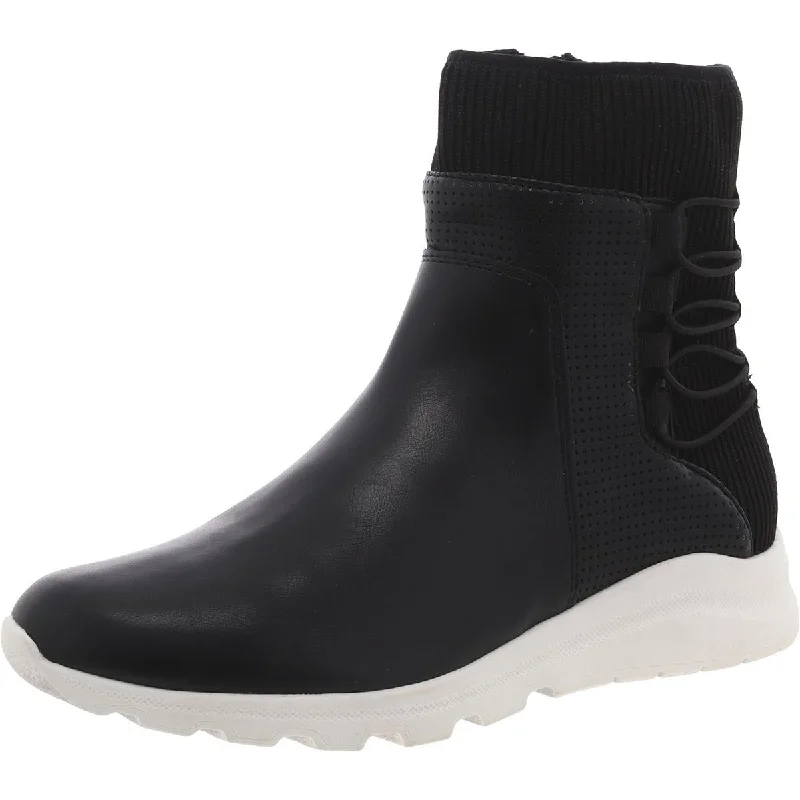 Adrienne Vittadini Womens Faux Leather Zipper Sport Boots Suede Desert Boot 