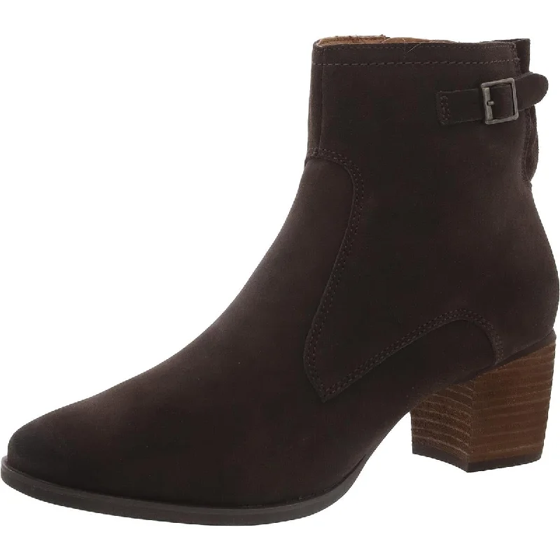 Aetrex Womens Rubi Suede Block Heel Ankle Boots Rubber - Sole Plimsoll Look  