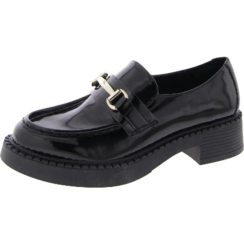 Ambrosee Womens Embellished Block Heel Loafers Comfortable Derby Style  