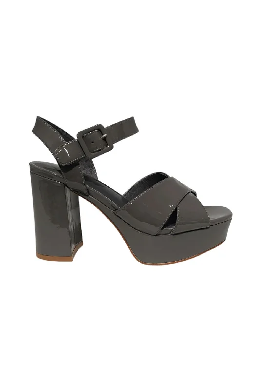 Jeffrey Campbell Amma-NW In Grey Patent Quilted Shoe Design  