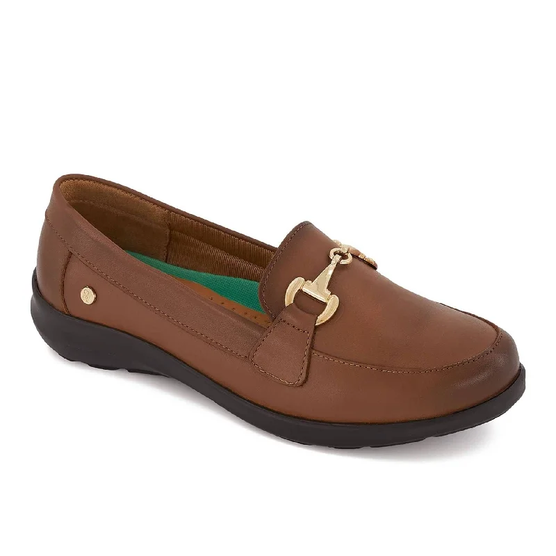 Andrea Leather Comfort Moccasin Rubber - Sole Plimsoll Look  