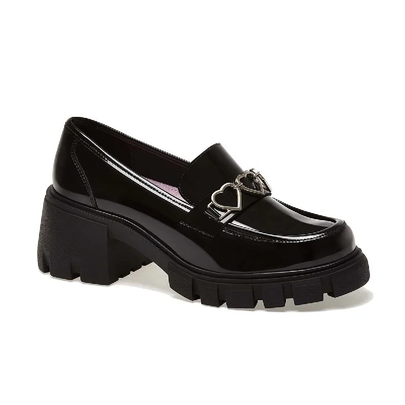 Andrea Patent Penny Loafers Hearts Tassel Driving Shoe Look 
