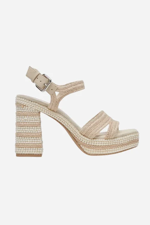 Dolce Vita Anira Pearl Heels in Ivory Pearls Camouflage Print Boot Style  