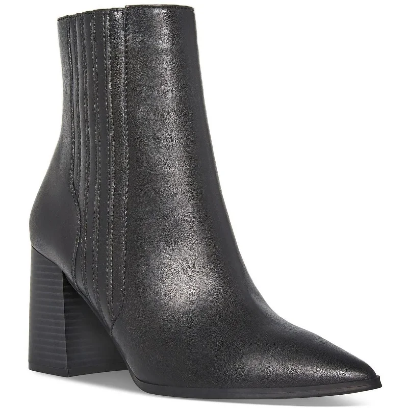 Aqua Womens iconic Leather Block Heel Ankle Boots Business Monk Strap Style  