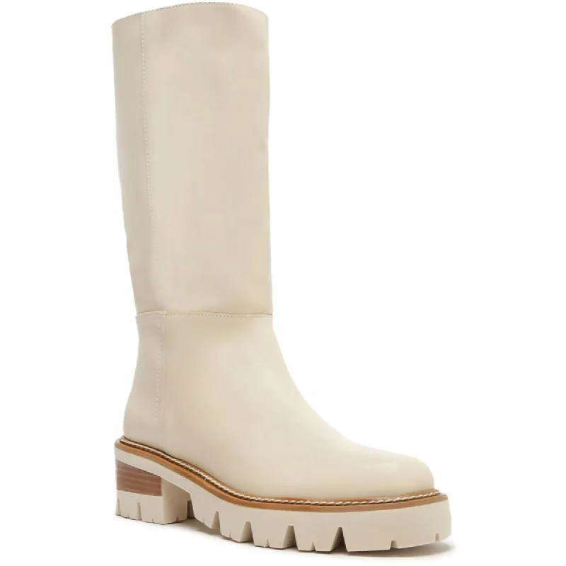 Arezzo Womens Bota Leather Pull On Knee-High Boots Bespoke Shoe Aesthetic 