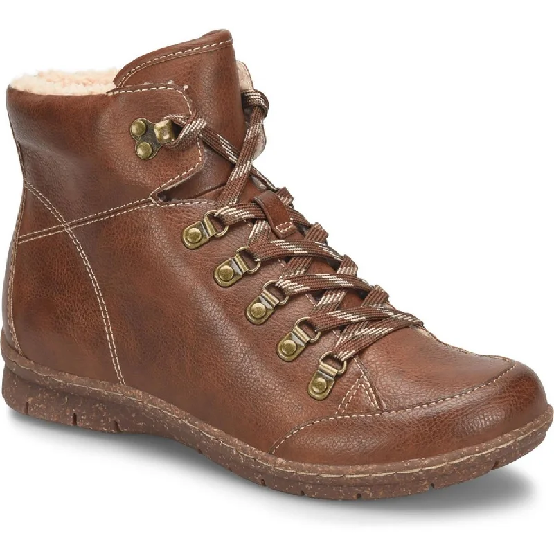 B.O.C. Born Concepts Womens Alyssa Cozy Faux Leather Lace Up Ankle Boots Monochromatic Shoe Look  