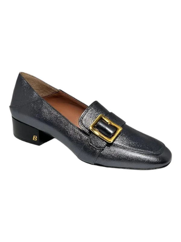Bally Janelle 6217720 Ladies Metal Gray Loafers Leather Monochromatic Shoe Look  