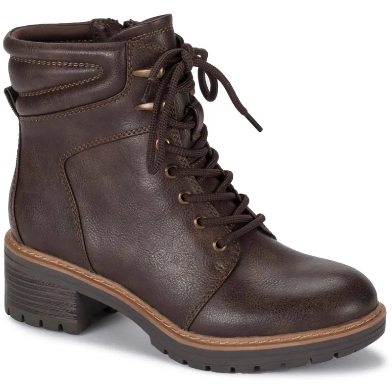 Baretraps Womens Akira Faux Leather Lace Up Ankle Boots Elastic - Sided Chelsea Look  