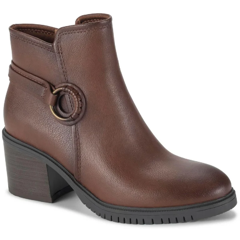Baretraps Womens Felicia Faux Leather Zipper Booties Metallic Trim Shoe Design  