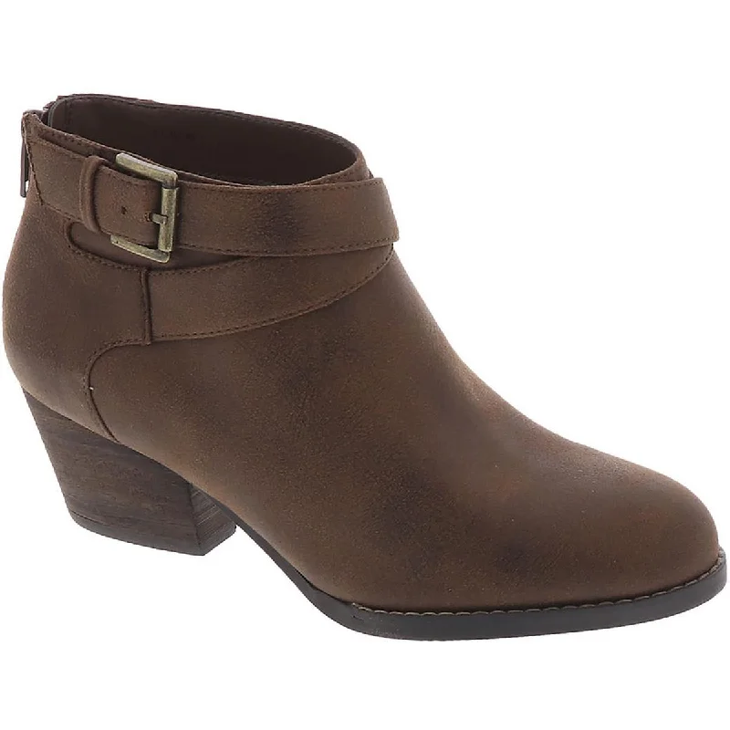 Bella Vita Womens Uttara Faux Leather Stacked Heel Ankle Boots Retro Plimsoll Style  