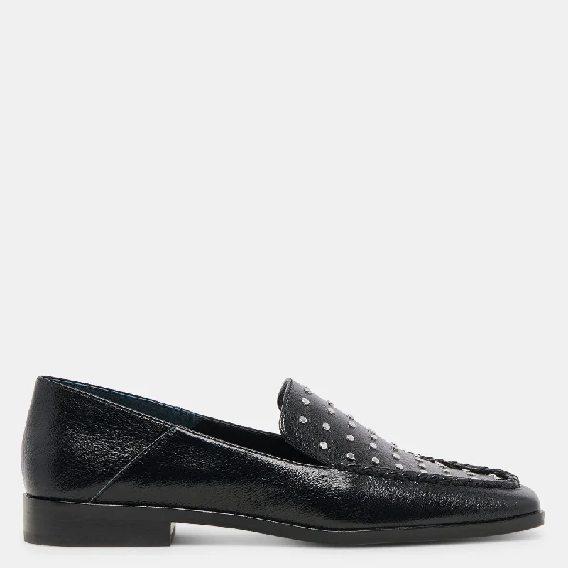 Beny Flats Black Studded Leather Tech - Inspired Sneaker Look  