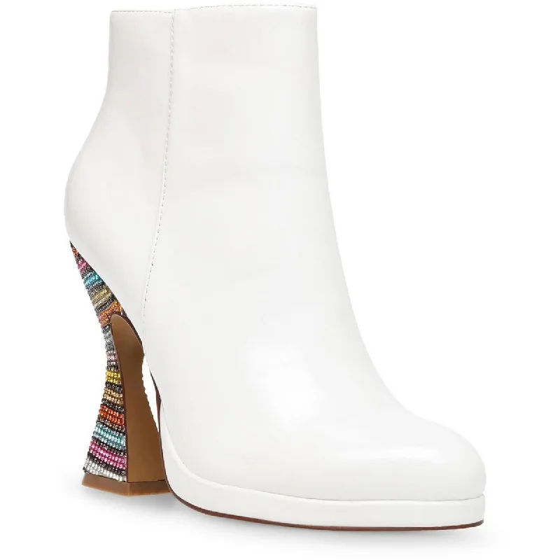 Betsey Johnson Womens Averie Faux Leather Rhinestone Heel Booties Tech - Inspired Sneaker Look  