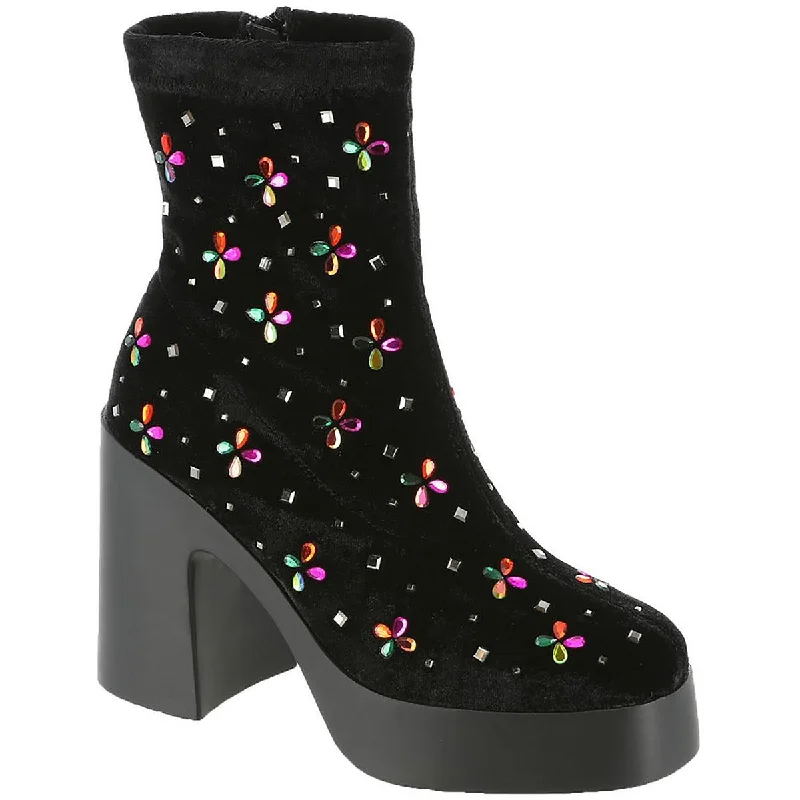 Betsey Johnson Womens Harriet Zipper Platform Ankle Boots Open - Lacing Derby Look  