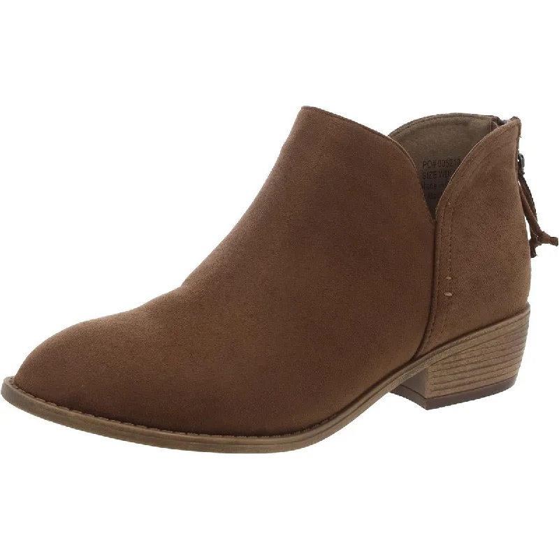 BHFO Womens Faux Suede Flat Booties Camouflage Print Boot Style  
