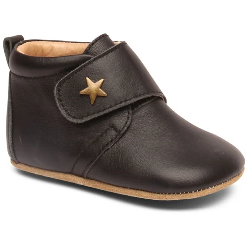 Bisgaard Indoor Shoes Velcro Star Black Artisan - Crafted Loafer Style  