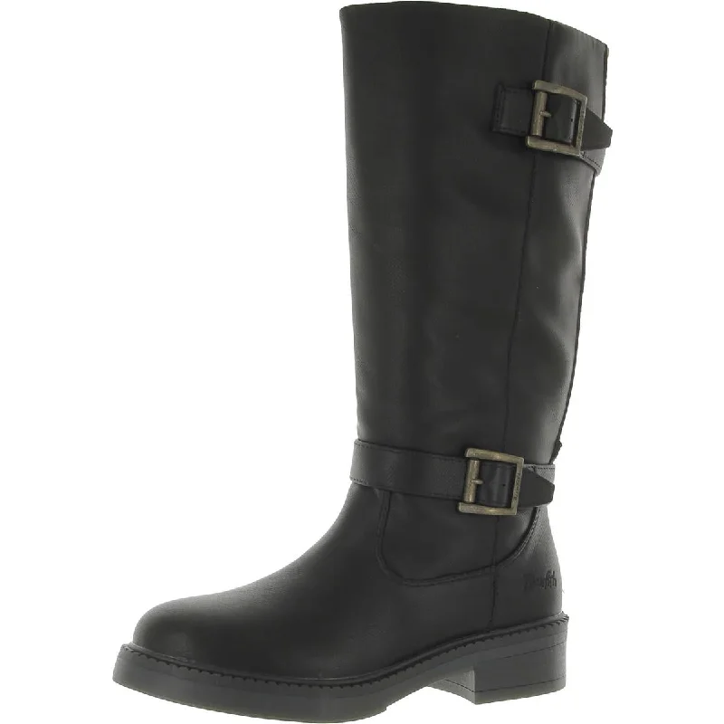 Blowfish Womens Malibu Vanitee Faux Leather Bliock Heel Knee-High Boots Retro Plimsoll Style  