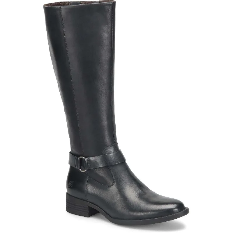 Born Womens Saddler Leather Wide Calf Knee-High Boots Mod Oxford Design  