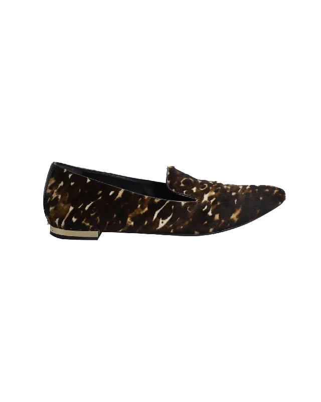 Burberry Flat Loafers in Leopard Print Calf Hair Quilted Shoe Design  