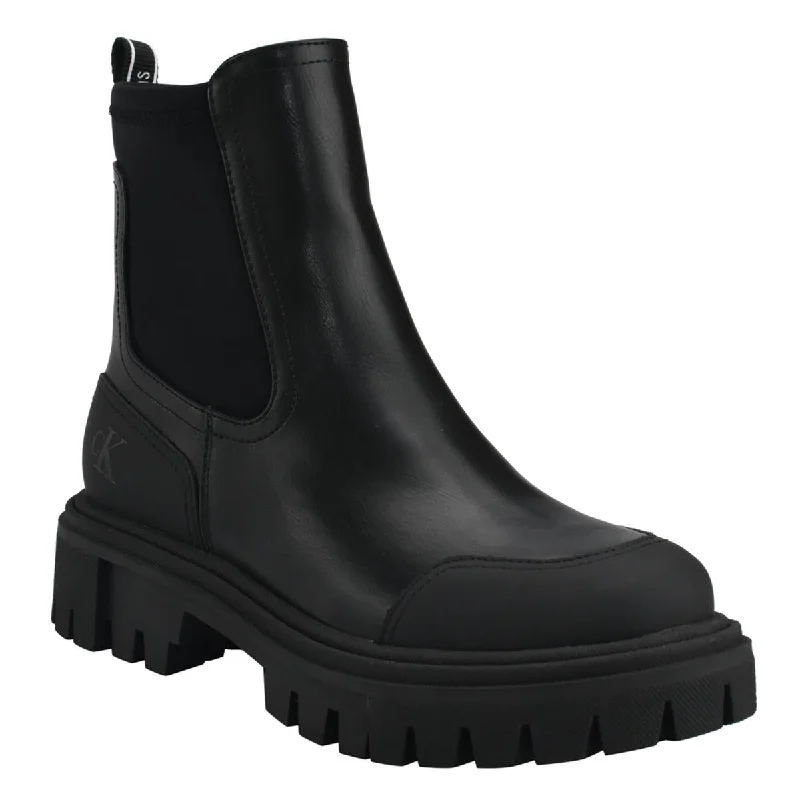 Calvin Klein Womens Remola Faux Leather Slip On Ankle Boots Sustainable Shoe Design  