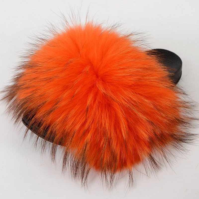 Casual Summer Rivet Decor Synthetic Big Fur House Slippers for Women Monochromatic Shoe Look  