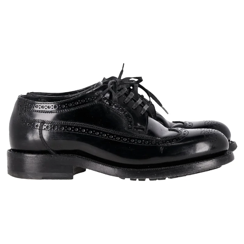 Celine Brogue Lace-Up Oxfords in Black Calfskin leather Single - Buckle Monk Look  