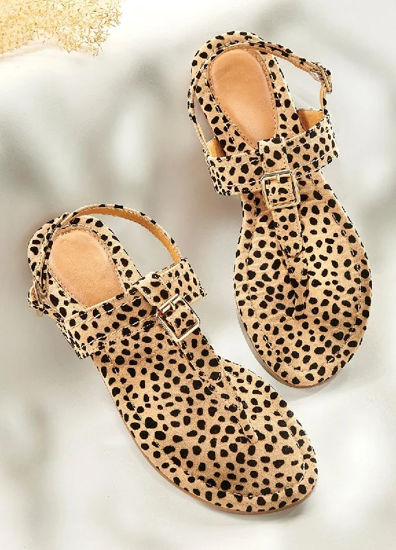 CHARLIE PAIGE  Strappy Leopard Sandals Striped Shoe Style  