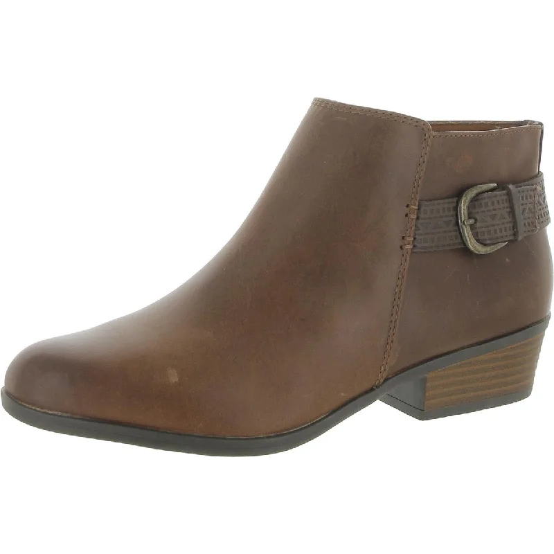 Clarks Womens Addiy Kara Leather Distressed Ankle Boots Edwardian Shoe Look  