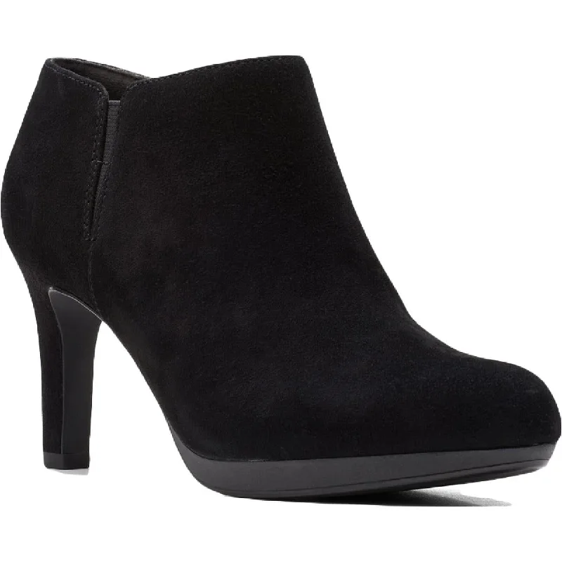 Clarks Womens Adriel Lily Faux Suede Covered Heel Booties Retro Basketball Sneaker Design  