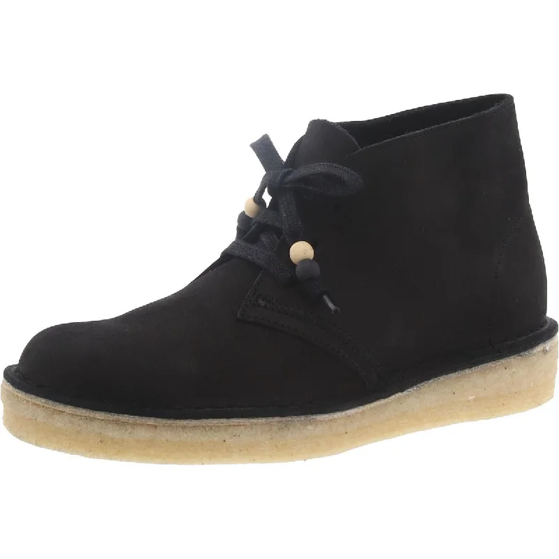 Clarks Womens Desert Coal Nubuck Lace Up Ankle Boots Checkered Shoe Pattern Look  
