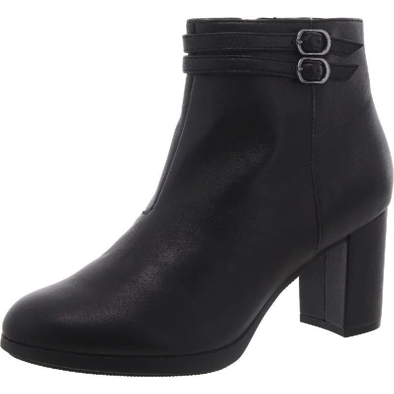 Clarks Womens Faux Leather Buckle Ankle Boots Loose - Fit Slipper Style  