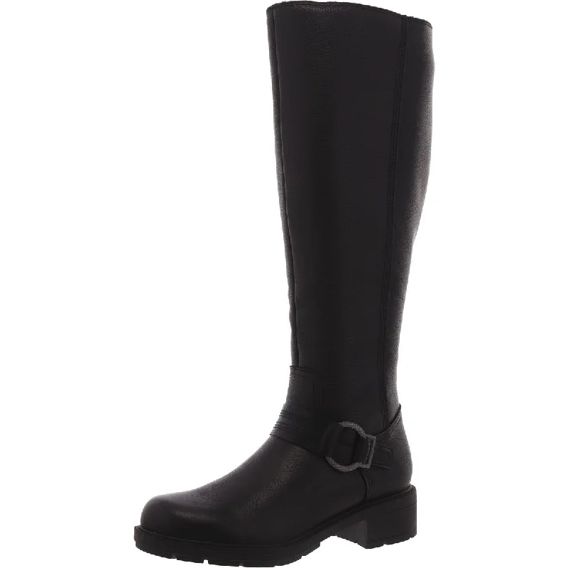 Clarks Womens Hearth Raews Leather Buckle Knee-High Boots Hip - Hop Sneaker Style  