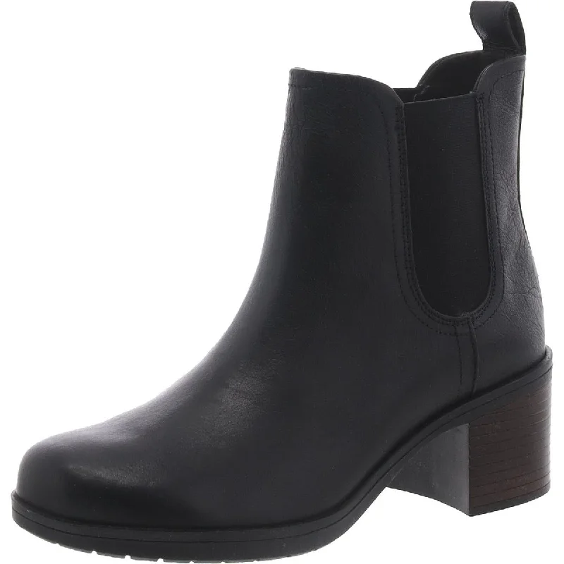Clarks Womens Hollis Sun Leather Block Heel Ankle Boots Suede Desert Boot 