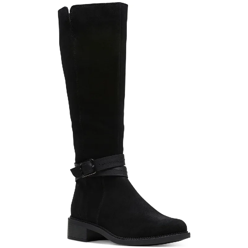 Clarks Womens Maye Shine Knee High Leather Knee-High Boots Tassel Driving Shoe Look 