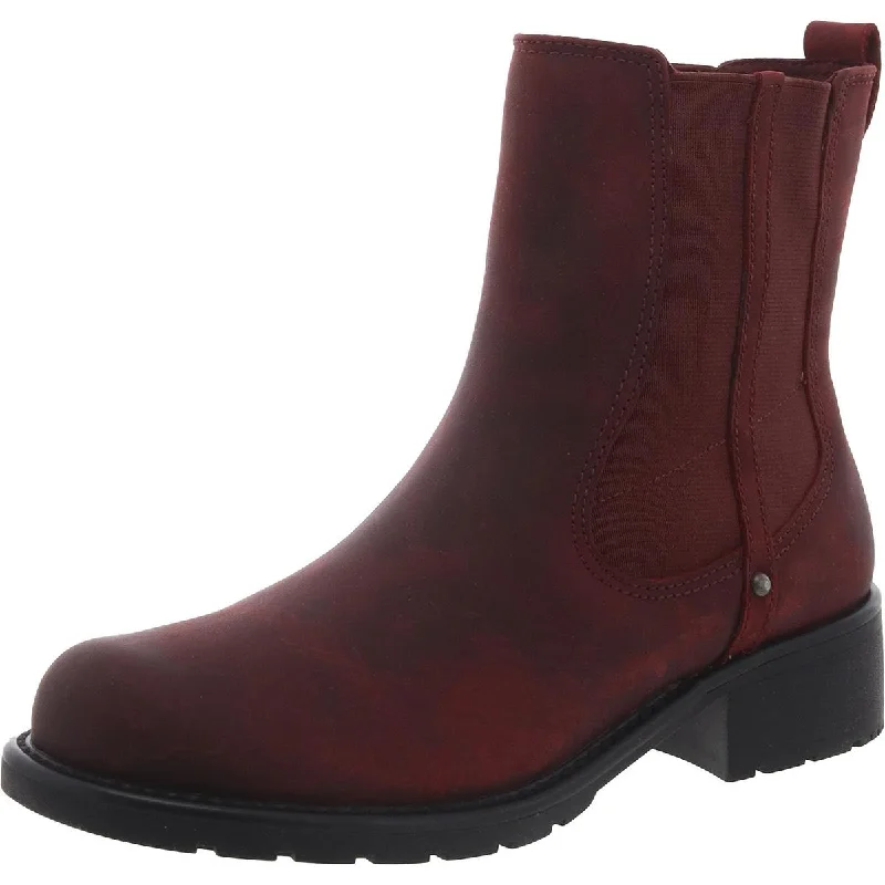 Clarks Womens Orinoco Club Leather Pull On Ankle Boots Open - Lacing Derby Look  