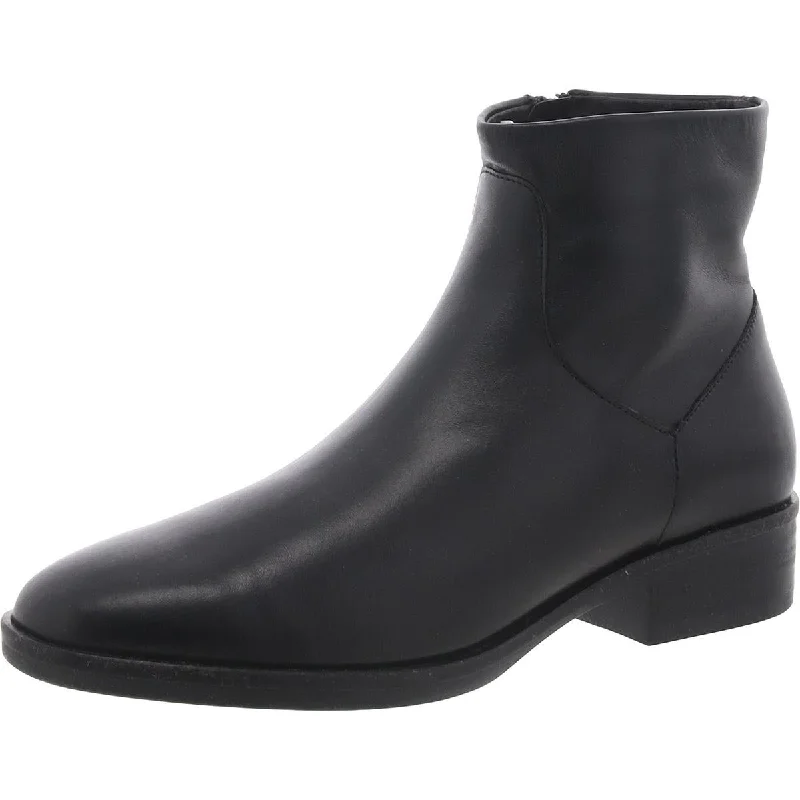 Clarks Womens Pure Rosa Leather Block Heel Ankle Boots Metallic Trim Shoe Design  
