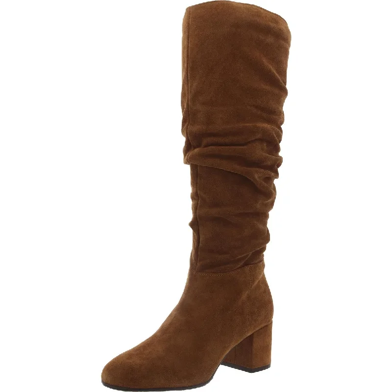 Clarks Womens Sheer Slouch Suede Block Heel Mid-Calf Boots Upcycled Shoe Look  
