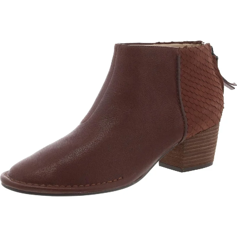 Clarks Womens Spiced Ruby Leather Textured Ankle Boots Beaded Moccasin Design 